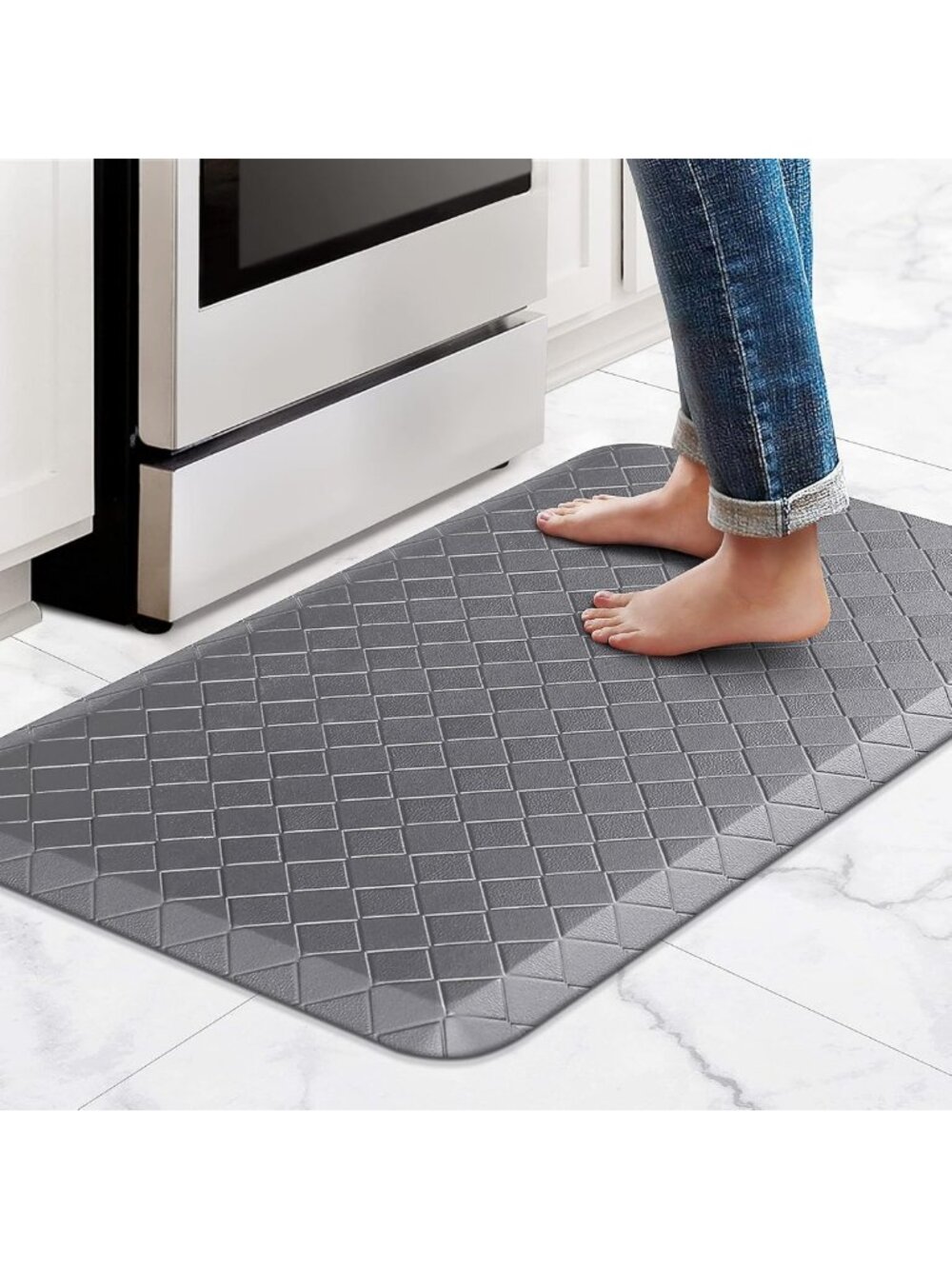 Cushioned Anti-Fatigue Kitchen Mat Rug - Waterproof Non-Slip Heavy Duty Comfort